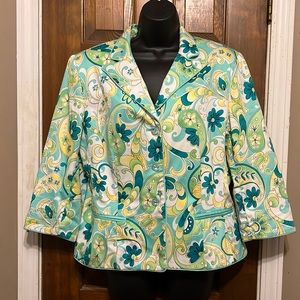 Chadwick’s Bohemian bright print lined short waisted Blazer**NEEDS 2B DRYCLEANED